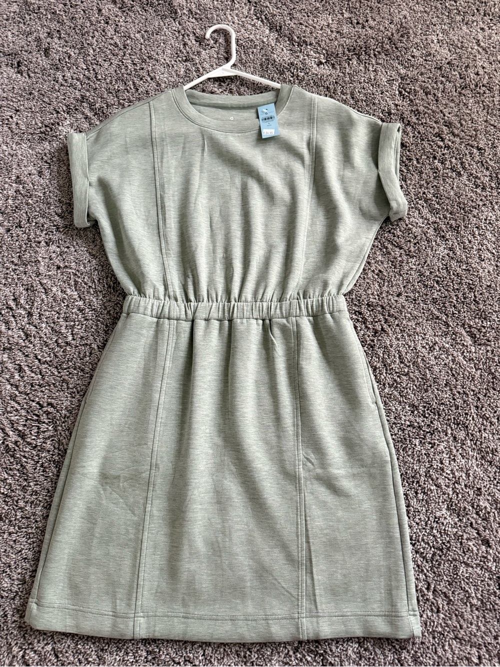 LOFT: Sage Green Elastic-Waist Casual Dress
